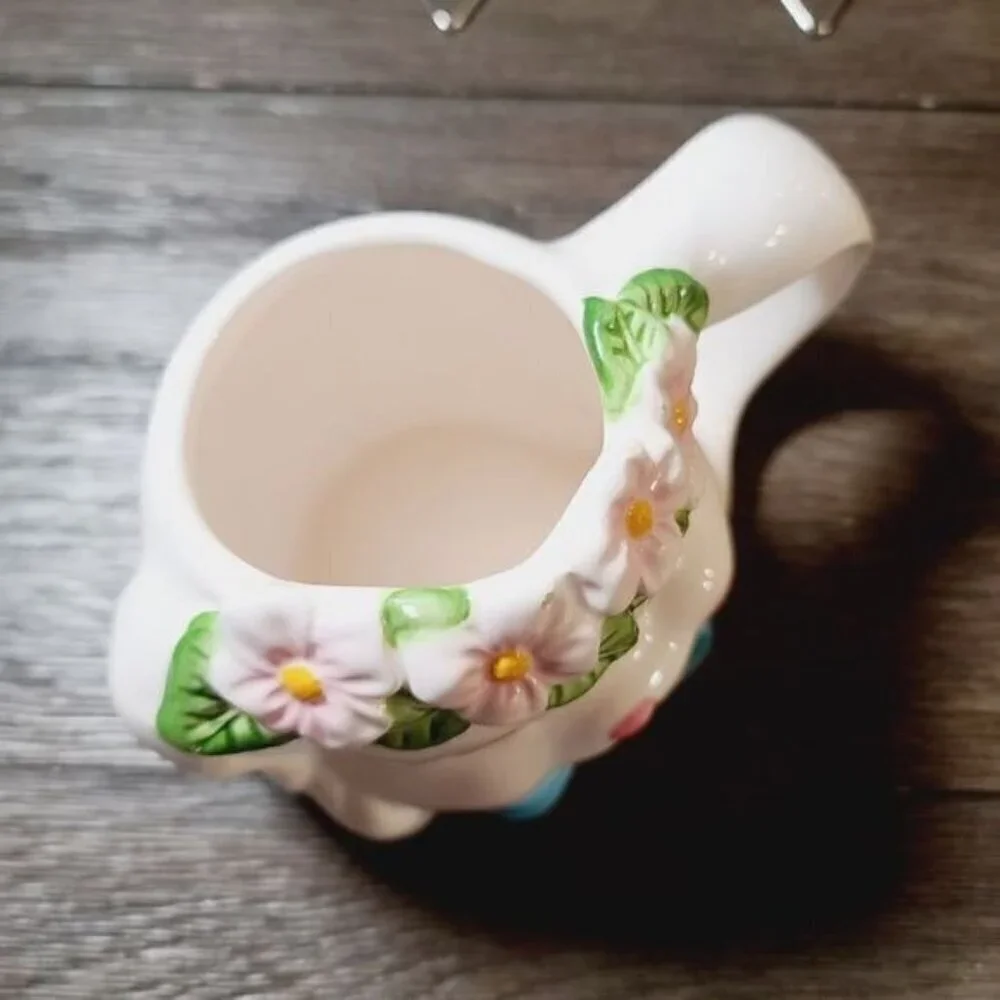 Vintage Anthropomorphic Ceramic White Bunny Easter Spring Mug
